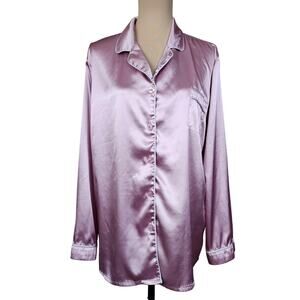 XL Pink Silky Button Down Pajama Top